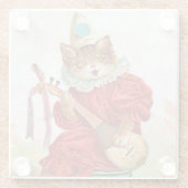  Cat Clown Suit Spelen Mandoline Glazen Onderzetter (Achterkant)