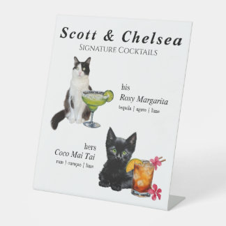Cat Cocktail Sign Reclamebord Met Voetstuk