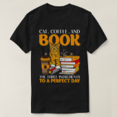Cat Coffee And Book T-shirt (Design voorkant)