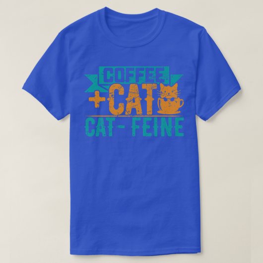 Cat + Coffee CatFeine Funny Kitten Cat Lover Vinta T-shirt (Design voorkant)
