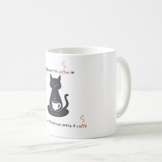  Cat + Coffee = Claws” Minimalist Design  Koffiemok (Voorkant rechts)