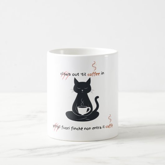  Cat + Coffee = Claws” Minimalist Design  Koffiemok (Center)
