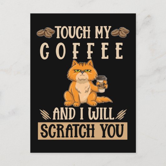 Cat Coffee Humor Angry Kitten Briefkaart (Voorkant)