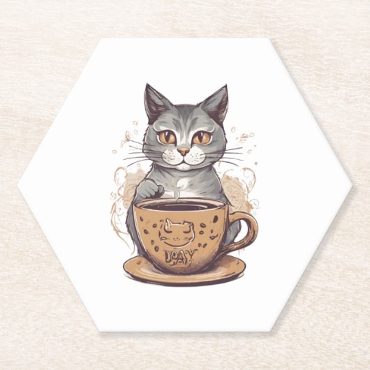 Cat Coffee Kartonnen Onderzetters (Voorkant)