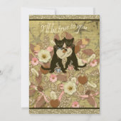 Cat Coffee Lovers Collage Style Wedding Uitnodigin Kaart (Achterkant)