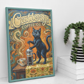 Cat Coffee Lovers Wall Art Print Poster