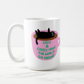 Cat & coffee make the world go around | Mug Koffiemok