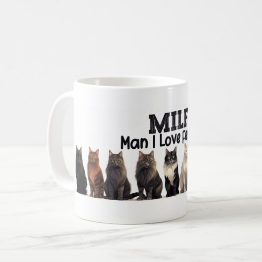 Cat Coffee Mok, Man Ik hou van Felines MILF Koffiemok (Voorkant links)