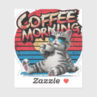 Cat Coffee morning Sticker