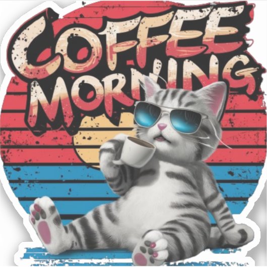 Cat Coffee morning Sticker (Voorkant)