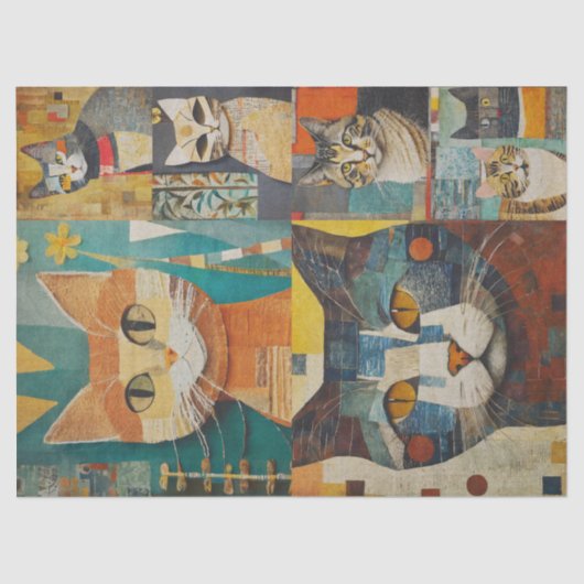 Cat collage ontkoppelpapier tissuepapier (Voorkant)