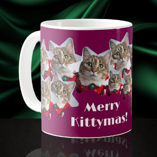 Cat Collage op een kerst Koffiemok