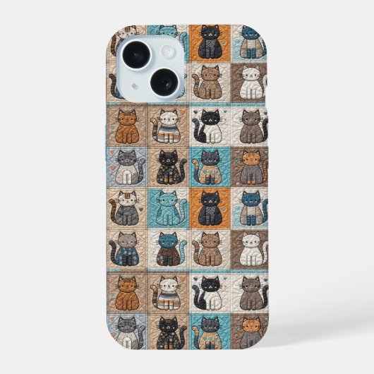 Cat Collectie Quiltpatroon iPhone 15 Case (Achterkant)