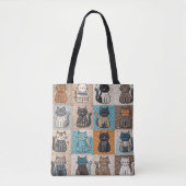 Cat Collectie Quiltpatroon Tote Bag (Voorkant)