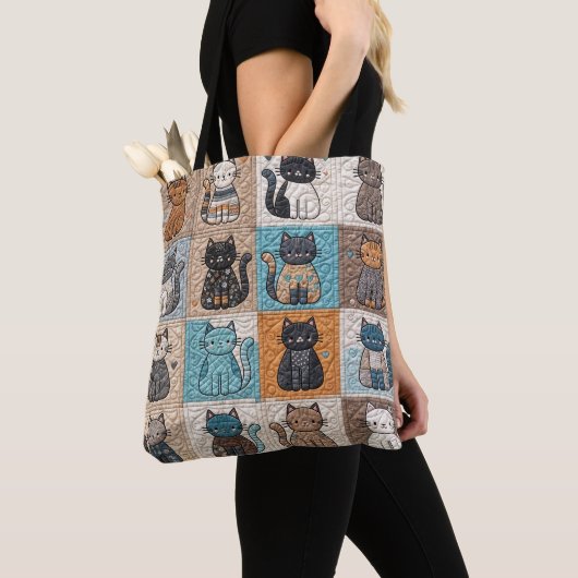 Cat Collectie Quiltpatroon Tote Bag (Dichtbij)