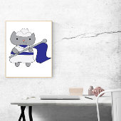 Cat Color Guard Blauw Wit Poster