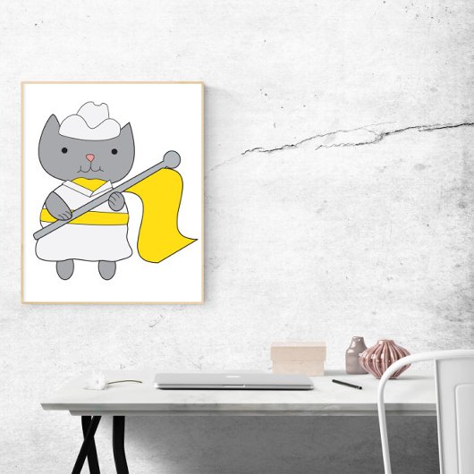 Cat Color Guard Geel en Wit Poster