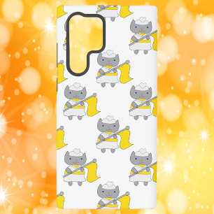 Cat Color Guard geel wit patroon Samsung Galaxy Hoesje