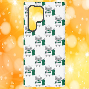 Cat Color Guard Groen en Wit Patroon Samsung Galaxy Hoesje