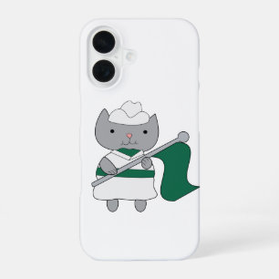 Cat Color Guard Groen Wit iPhone 16 Hoesje