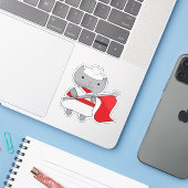 Cat Color Guard Rood Wit Sticker (Laptop met iPhone)