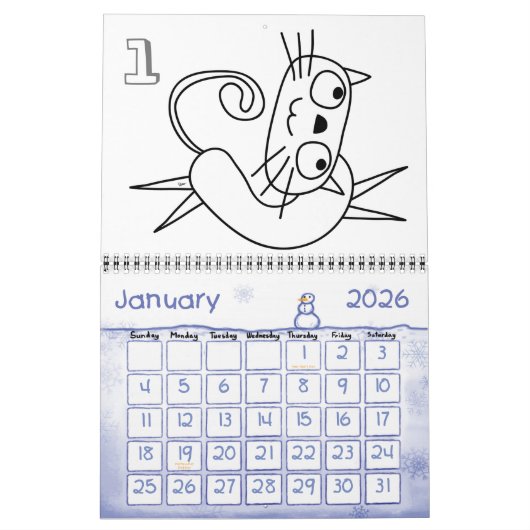 Cat Coloring Calendar Kalender (Jan 2026)