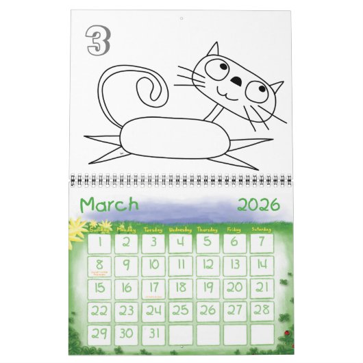 Cat Coloring Calendar Kalender (Mar 2026)