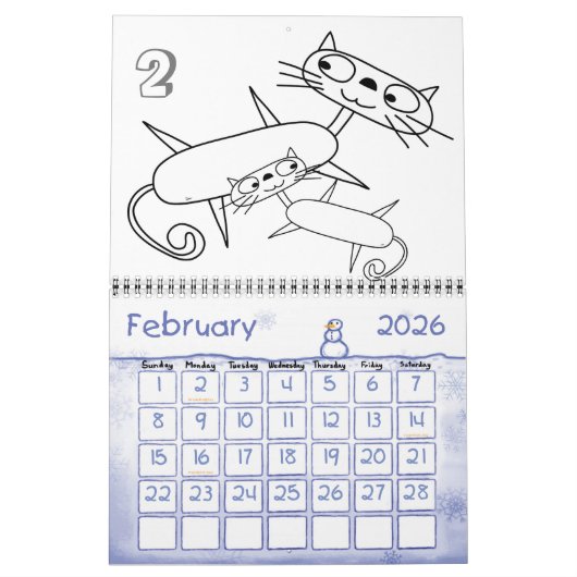 Cat Coloring Calendar Kalender (Feb 2026)
