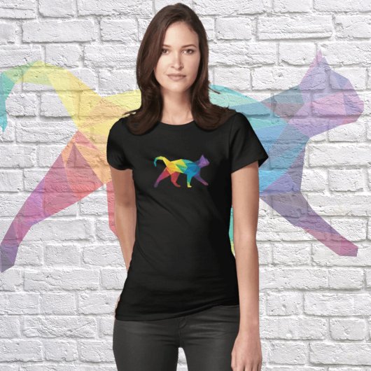 CAT COLORS ART POLYGONAL T-SHIRT