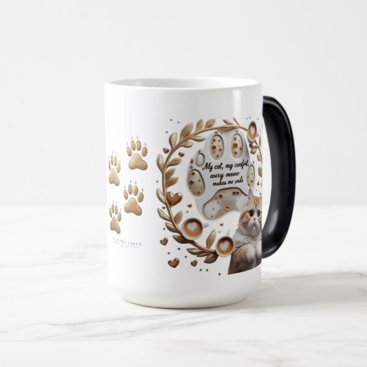 Cat Comfort Morphing Mok – 15 oz Magisch (Voorkant rechts)