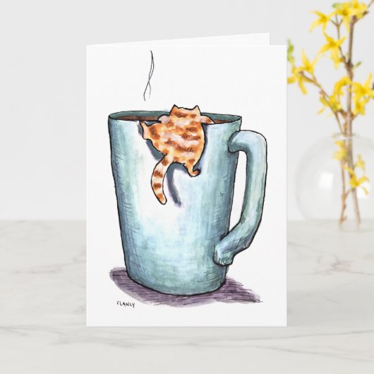 Cat Comforts Get Well Card Kaart (Gele Bloem)