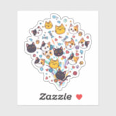 Cat Confetti – leuk en speels Sticker (Vel)