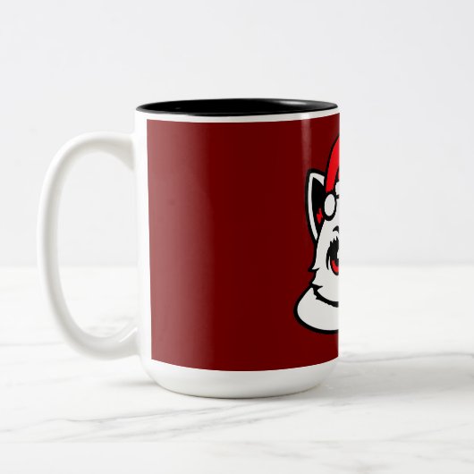 Cat Confident Santa Hat Crossed Arms Christmas Tweekleurige Koffiemok (Links)