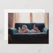 Cat Conversation Figurative Art Briefkaart (Voorkant / Achterkant)