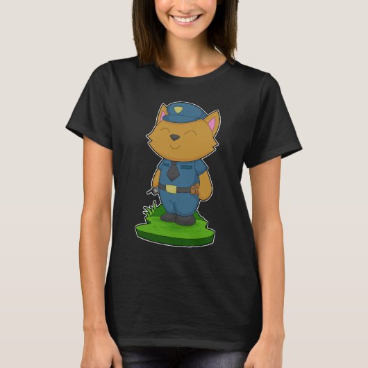 Cat Cop Microphone Police T-shirt (Voorkant)