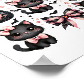 Cat Coquette Halloween Bows Zwart Roze Halloween G Poster (Hoek)