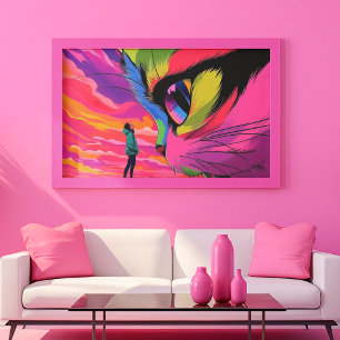 Cat Cosmic Gaze: Een ontmoeting van werelden Canvas Afdruk