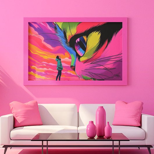 Cat Cosmic Gaze: Een ontmoeting van werelden Canvas Afdruk