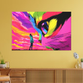 Cat Cosmic Gaze: Een ontmoeting van werelden Canvas Afdruk (Insitu (Woonkamer))