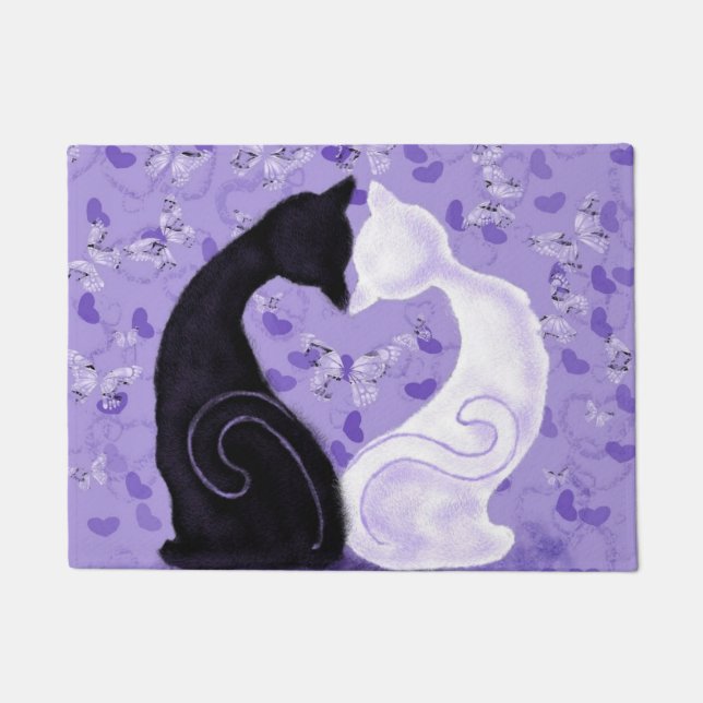 Cat Couple Doodmat - Mooie liefde Deurmat (Voorkant)