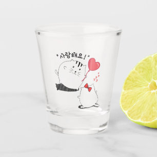 Cat Couple "Ik hou van je" 사 해 in Koreaans SOJ Shot Glas