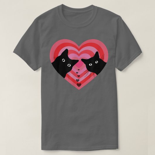 Cat Couple Retro  Funny Black Cat Valentin T-shirt (Design voorkant)