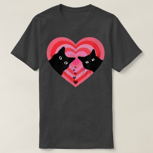 Cat Couple Retro Funny Black Cat Valentin T-shirt (Design voorkant)