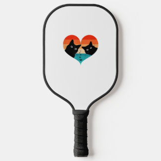 Cat Couple Retro Shirt Funny Black Cat Val Pickleball Paddle