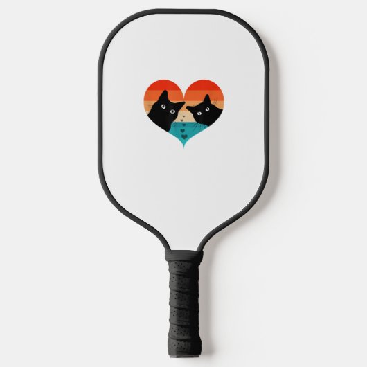 Cat Couple Retro  Shirt Funny Black Cat Val Pickleball Paddle (Voorkant)