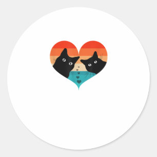 Cat Couple Retro  Shirt Funny Black Cat Val Ronde Sticker