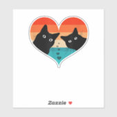 Cat Couple Retro  Shirt Funny Black Cat Val Sticker (Vel)