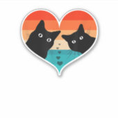 Cat Couple Retro  Shirt Funny Black Cat Val Sticker (Voorkant)