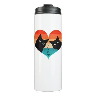 Cat Couple Retro Shirt Funny Black Cat Val Thermosbeker