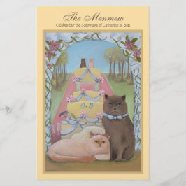 Cat Couple Yellow Wedding Menu Kaart